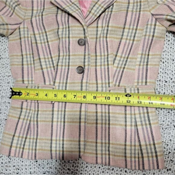 Walter Cream Pink Plaid Jacket, Vintage 90s wool/silk - Picture 6 of 15